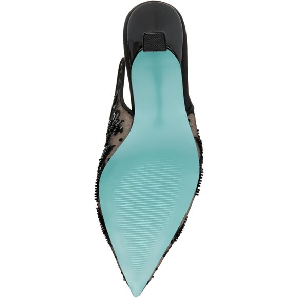 Betsey Johnson Womens Black Textile Closed Pointed Toe Slingback Nikki Pump - Picture 4 of 8